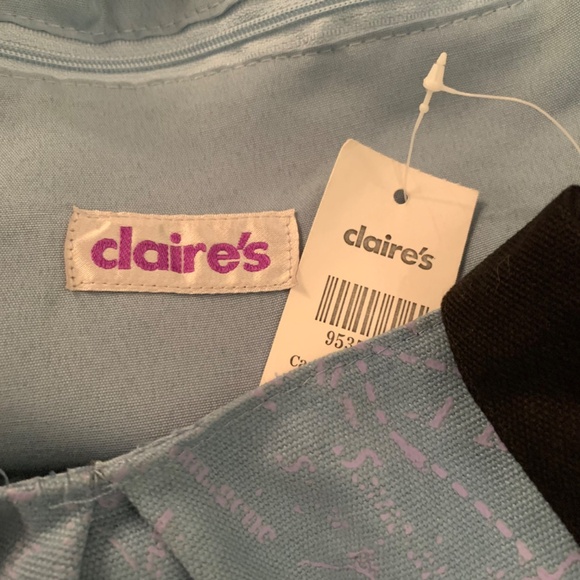 Claire's Blue Skull Tote Bag With Black Bow - Picture 10 of 10